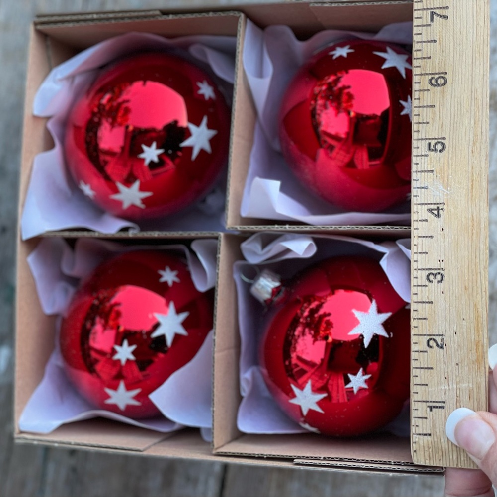 Vitbis red & white stars glass ornaments holiday patriotic Christmas - Picture 6 of 6